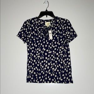 Anthro‎ Maeve Tie Neck Polka Dot Shirt sz XXS NWT
